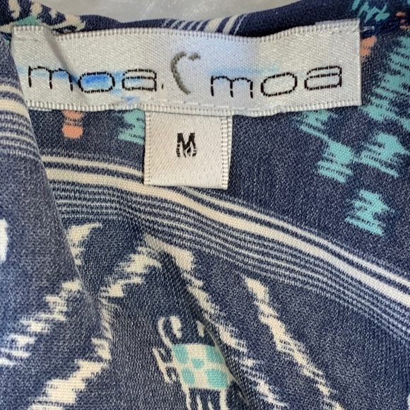 Moa Moa Tribal Print 3/4 Blouson Sleeve Top Medium - Picture 6 of 8